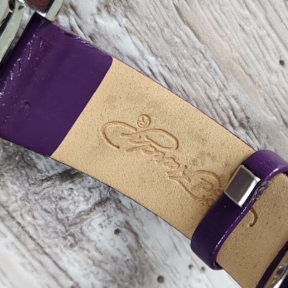 Ed Hardy Quartz Skull Butterfly Rose Leather Purple Watch Japanese Mvmt 3ATM HTF main image 11